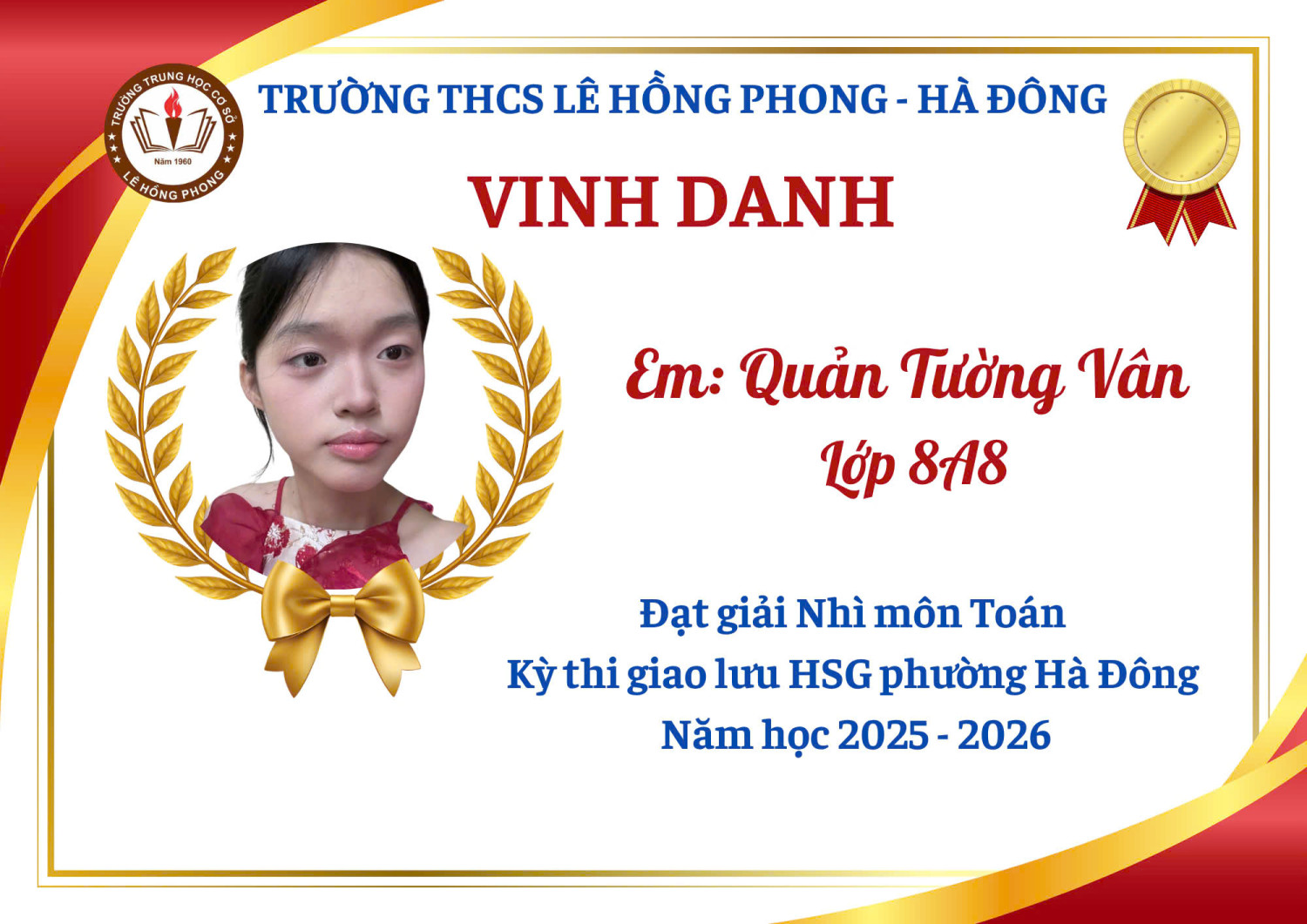 VINH DANH THÀNH TÍCH HỌC SINH GIỎI