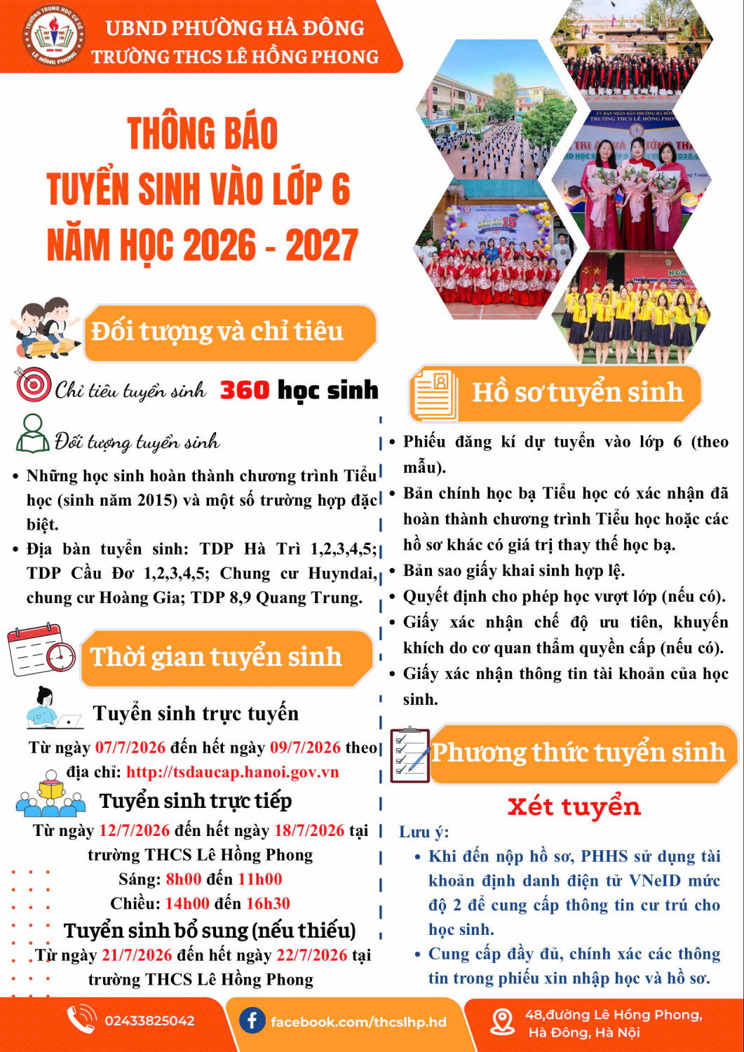 THÔNG BÁO TUYỂN SINH LỚP 6 NĂM HỌC 2026 - 2027